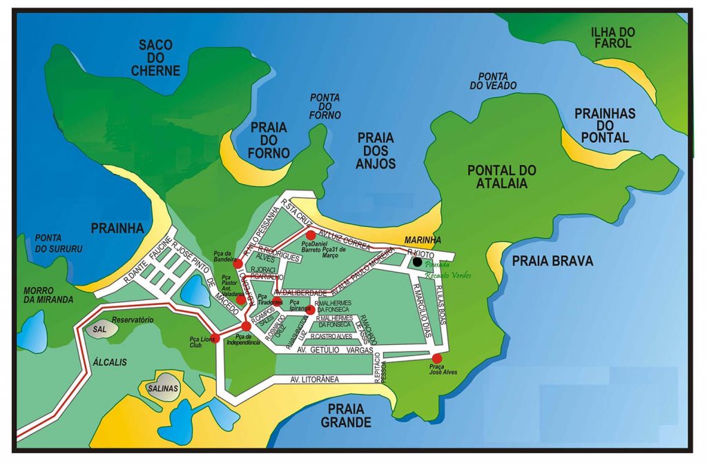Mapa de Praias Arraial do Cabo